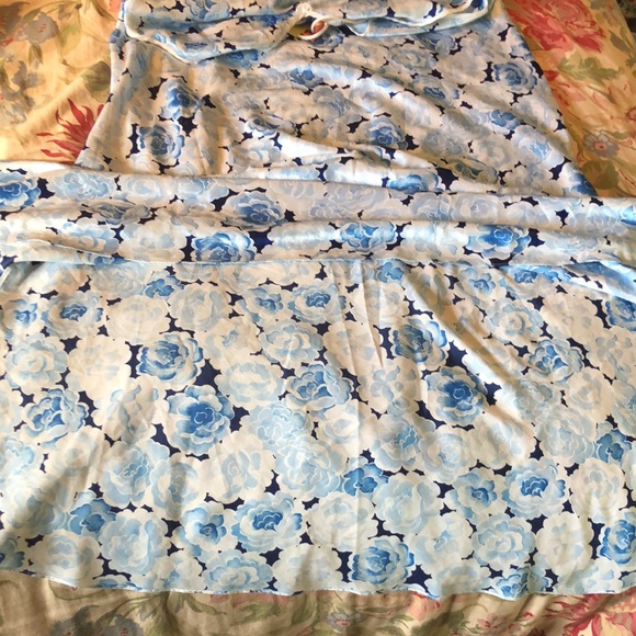 Vintage CHRISTIAN DIOR size M/L Silk Floral Long Nightie Classic Gown Blue White - Picture 13 of 16